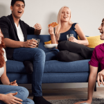 A group of students relaxing in their student accommodation